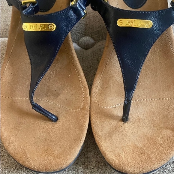 Lauren Ralph Lauren Navy Blue Wedge Sandals Size 7 - Picture 5 of 11
